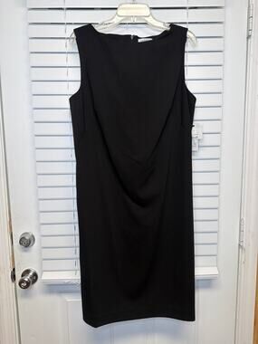 NWT Liz Claiborne Black Sheath Dress Lined Career Cocktail Size 14 Minimalist